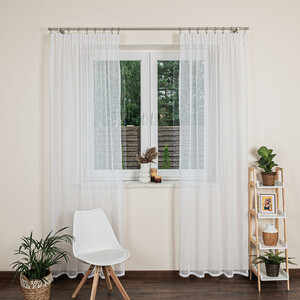 Hotová biela záclona ušitá na lemovku výška 245 cm - šírka 145 cm