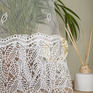 Záclona biela žakárová metrážová celoplošný vzor výška 160 cm