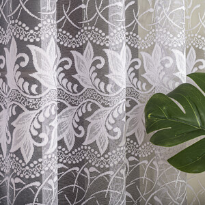 Záclona biela žakárová metrážová celoplošný vzor výška 160 cm