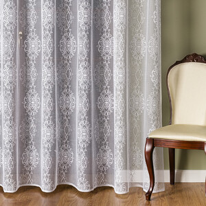 Záclona biela žakárová metrážová celoplošný vzor výška 280 cm