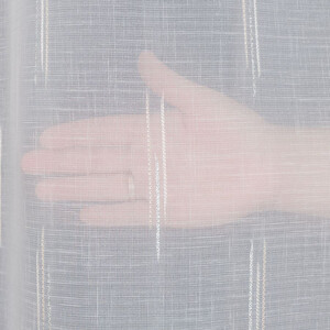 Biela záclona so strieborným pásikom výška 305 cm 