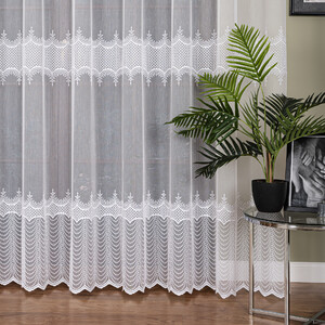 Vyšívaná biela záclona metrážová výška 300 cm