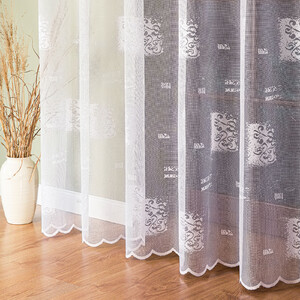 Záclona biela žakárová metrážová celoplošný vzor výška 250 cm