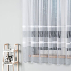 Záclona žakárová biela šede pásy výška 180 cm šírka 625 cm cena za kus